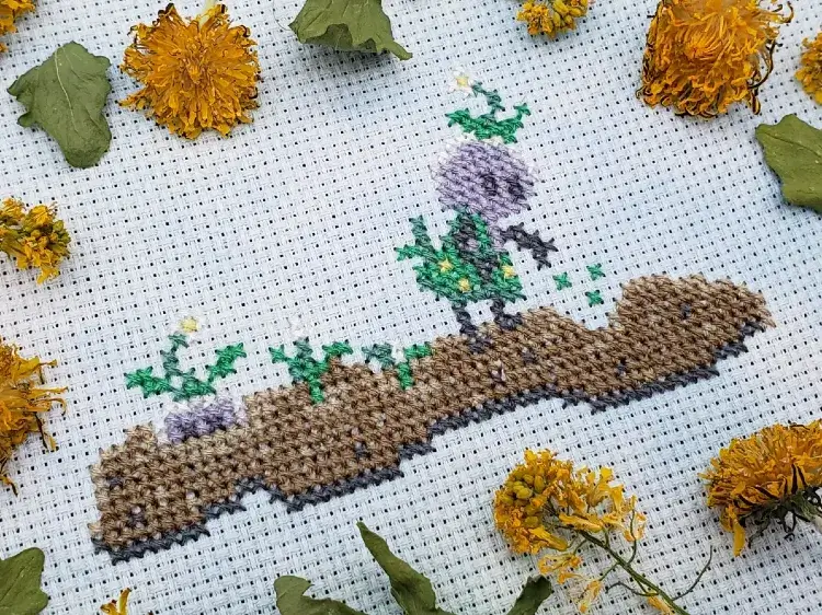 Photo of Botanical Bots cross stitch pattern
