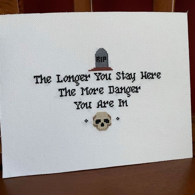 Photo of You're in Danger cross stitch pattern