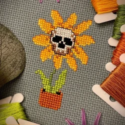 Photo of Potted Skullflower cross stitch pattern
